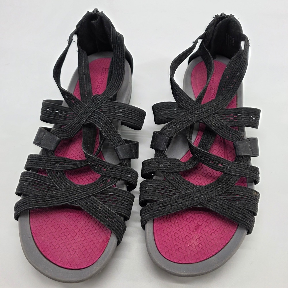 Baretraps Sunya Sandals Black Pink Gladiator Strappy Gorpcore Active Stretch 7M